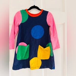 Mini Boden Navy Dress with Colored Dots Size: 3-4Y